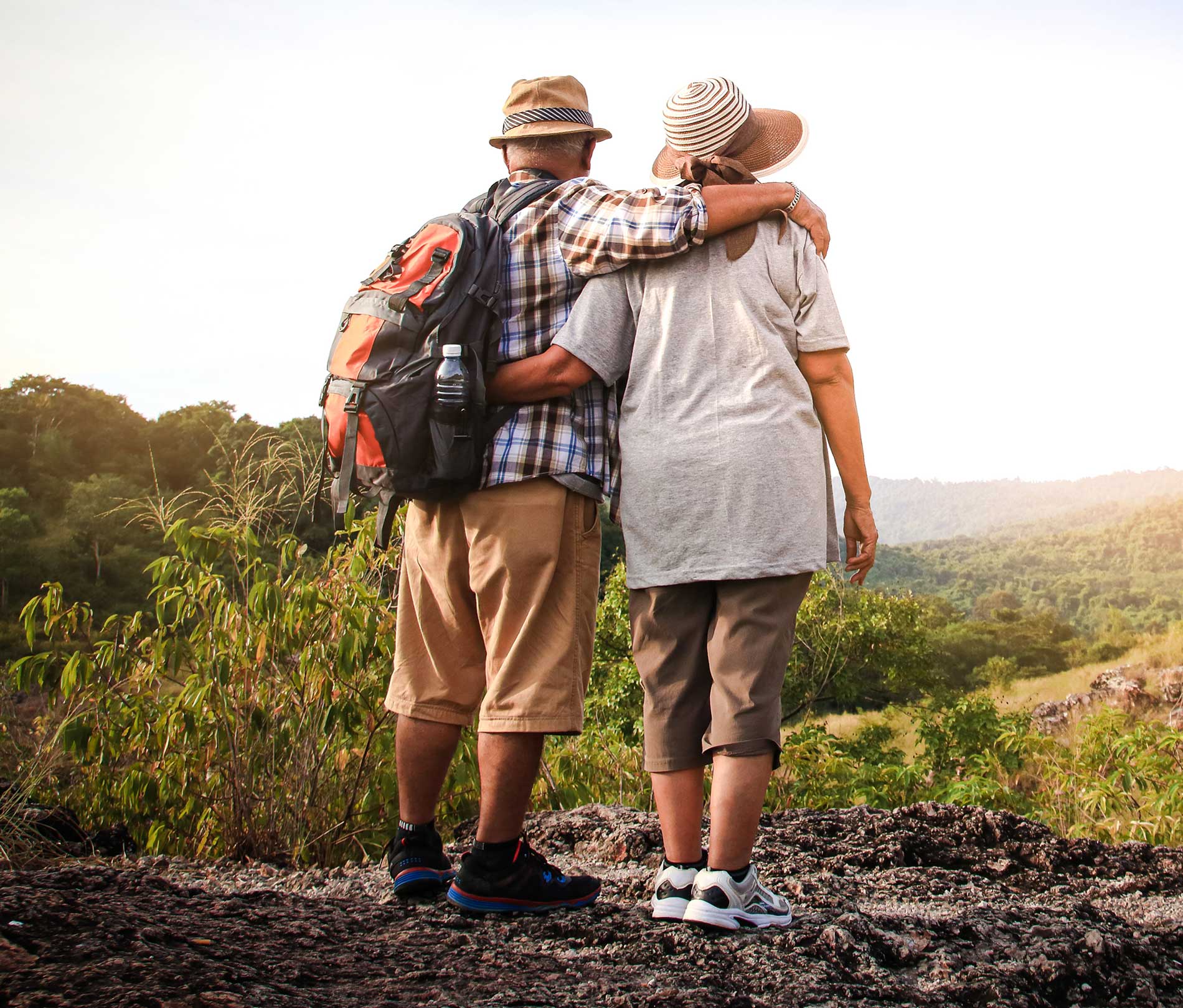 Elderly couple on a nature walk